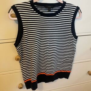 J Crew Striped Cotton Sleeveless Sweater